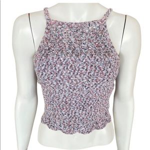 Hollister High Neck Cropped Crotchet Tank Top